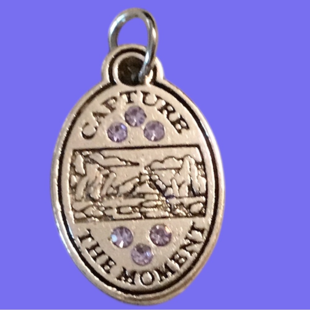 Effy Silver Oval 'Capture The Moment' Charm Pendant with Purple Stones